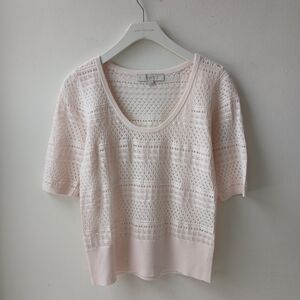 Loft Short Sleeve Scoop Neck Top Light Pink Women's Medium